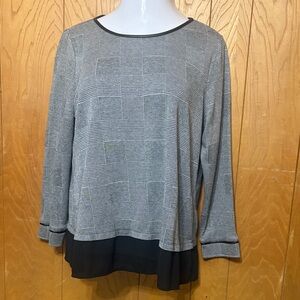 Cathy Daniels Black and Gray Plaid Blouse